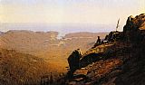 Artist Canvas Paintings - The Artist Sketching at Mount Desert, Maine
